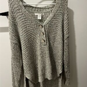 Altar'd State V-Neck Knit Sweater in Olive Green